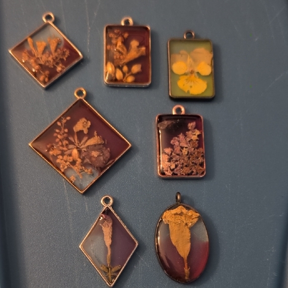 Jewelry - Floral Resin Pendant (Hand Made) And Necklace Select One